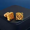 Familia Luo pulsera cuadrada dorada que no se decolora para mujer chapada en oro de 18 quilates geométrica hueca diseño abstracto de pastel de luna traje de joyería