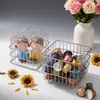 Cesta de almacenamiento de metal calada para uso doméstico, cesta escurridora de frutas y verduras, organizador de bocadillos para sala de estar, caja de almacenamiento organizadora para artículos varios de encimera