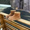 Versão Couro de Vaca Botas Curtas Birkenstock de Sola Grossa para Mulheres Outono e Inverno 2025 Novo Estilo Retrô Preguiçoso Slip-On Sapatos Pão Botas Curtas