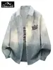 Chamarra Camisa de Hombre Tangkez Otoño Chaqueta de Mezclilla Marca Elegante de Moda para Adolescentes Camisa de Color Degradado para Hombres para Usar al Aire Libre