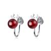 Eloch Plata S925 Astas de Ciervo Navideñas Mori Pendientes Elegantes Coreanos de Granate Rojo G4302