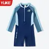 Traje de baño infantil Yuke modelo nuevo para niños de manga larga secado rápido protección solar traje de baño de una pieza para estudiantes bañador al por mayor