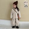 Conjunto de Lã Infantil Outono e Inverno, Roupas Casuais de Lã para Bebês Meninos Estilo Novo 2026, Jaquetas e Calças para Meninas