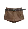 Shorts tipo Cargo Caqui de Cintura Alta Estilo Old Money para Mujer, Nuevo Modelo Verano 2026, Pantalones Rectos Adelgazantes y Versátiles para Mujeres Petites