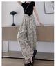 Pantalones de Pierna Ancha de Seda Helada para Mujer, Verano Delgados de Cintura Alta con Caída Estampado Tie-Dye Estilo Chino Nuevo Casual Holgados hasta el Suelo, Pantalones de Protección Solar
