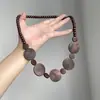 Nuevo collar y pulsera de cuentas de madera Zen retro estilo chino, nicho, moderno, a la moda, alto valor estético, inspirado en el bosque, gargantilla fresca y elegante