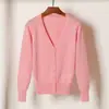 Suéter de Punto Cuello en V Estilo Coreano para Mujer con Mangas Largas Versátil Cárdigan Primavera y Otoño Chaqueta Corta Delgada en Stock