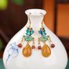 Um Veado Prata S925 Prata Esterlina Banhado A Ouro Cera De Abelha Cloisonne Peixinho Brincos Do Vintage Moda Nacional Gancho De Orelha Chinesa