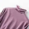 Suéter de Cuello Alto de Punto Corto con Cuello de Pila, Camiseta Básica de Color Puro para Mujer, Estilo Coreano, Manga Larga, para Otoño e Invierno