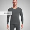 Conjunto de roupa íntima térmica masculina, forrado com fleece, grosso e quente, estilo inverno, camada base de gola redonda, disponível em tamanhos grandes para homens de meia-idade e jovens