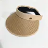 Chapéu de Sol de Verão Feminino com Top Aberto, Estilo Faixa de Cabeça, Chapéu de Sol de Palha, Proteção UV, Chapéu de Sol, Chapéu de Sol, Chapéu de Palha