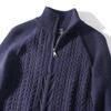 Suéter de Punto Suave para Hombre con Media Cremallera y Trenzado Suéter Suelto de Trenzas Cálido Otoño e Invierno Nuevo