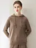 Sudadera casual de otoño e invierno 100% cachemira pura para mujer, estilo old money, suéter grueso de punto con patrón de trenzas