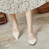 Sandalias de Verano para Mujer Estilo Francés Baotou de Punta Baja Cómodas Simples Zapatos Mueller de Tacón Plano