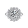 Anillo Trendy Europeo y Americano Electrochapado en Oro Blanco de 18K con Moissanita y Diseño Floral, Anillo Ajustable, Joyería en Stock para Mayorista