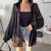 Foto Real Ropa Gris de Protección Solar Xia Xin Gasa Manga Larga Camisa Casual Suelta Drapeada Cárdigan Delgado