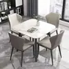 Mesa de Comedor de Piedra Sinterizada Mesa de Comedor Cuadrada de Restaurante de Lujo Ligero Mesa Simple para Hogar Apartamento Pequeño Juego de Mesa y Sillas Mesa de Negociación Informal