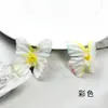Mini flor de borboleta colorida DIY, cabeça de flor artificial em tecido de seda, material e acessórios de flor para grampo de cabelo, pequenos adereços para arranjos florais de casamento