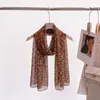 Nuevo pañuelo fino de seda con estampado floral pequeño 50*160, pañuelo largo de georgette estampado para mujer, protector solar, transpirable, versátil, pañuelo de viaje