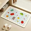 Tapete de chão fresh plaid de terra de diatomáceas para entrada de banheiro, absorvente de água e secagem rápida, tapete de chuveiro doméstico antiderrapante