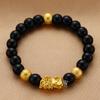 Atacado Pulseira Casal Pixiu Ônix Preto e Vermelho Palavras Verdadeiras de Seis Caracteres Pulseira Banhada a Ouro Contas Homens e Mulheres