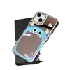 Funda de Teléfono Monstruo Boca Grande Azul Espejo Adecuada para iPhone 17, 16 Pro Botones Electrochapados, Cobertura Total para Apple 15, 13/14
