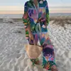 Camisa de Manga Larga Estampada y Pantalones para Mujer, Traje de Estilo Casual Suelto y Perezoso para Vacaciones en Amazon Transfronterizo