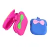 Bolsa Pequena Quadrada de Silicone Carteira Fofa com Laço de Coração Bolsa Quadrada