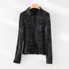 Nueva Camisa Coreana de Otoño Temprano con Solapa de Lentejuelas para Mujer, Top Camisa Ajustado, Directo de Fábrica
