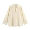 Ropa de Mujer al por Mayor Transfronteriza Estilo Europeo y Americano Camisa Casual de Cuello en V Corte Sencillo Top de Manga Larga Traje de Pantalones Cortos de Moda