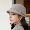 Gorro de lana de otoño e invierno, sombrero tipo cubo de moda versátil para mujer, elegante y con estilo, adelgazante, cálido y adecuado para ocasiones formales