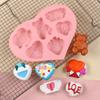 Molde de silicona para hornear pasteles con temática de San Valentín, diseño de oso de amor, para chocolate y pasteles, Diy6