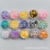 Botella Redonda de 24 Colores Polvo Flash de Brillo para Manicura Juguete de Barro de Cristal Slime Accesorios de Relleno Lentejuelas de Estrella de Cinco Puntas
