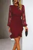 Moda Europeia e Americana 2026 Comércio Exterior Transfronteiriço Roupas Femininas Site Independente da Amazon Novo Vestido de Renda com Manga Bufante