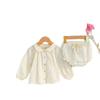 Ropa Coreana para Niñas Primavera y Otoño 2026 Nuevo Elegante Holgado Encaje Bordado Cuello Alto Conjunto de Camisa para Niñas Lindas