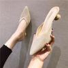 Zapatos de Tacón Alto para Mujer para Usar Afuera Nuevo Estilo 2025 Sandalias de Punto con Tacón Grueso Zapatos Mula de Celebridad de Internet para Mujer para Usar Afuera Zapatillas de Media Punta Puntiagudas
