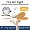 Luz de ventilador de teto LED transfronteiriça, base de rosca E27, formato de flor, ventilador de teto pequeno com dimerização de três cores, pás de ventilador destacáveis, luz de economia de energia para quarto
