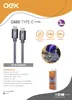 Cabo Trançado de Nylon Tipo-C/Tipo-C OEX CE200 - 1.5m - Cinza