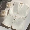 2025 En Stock Comercio Exterior Transfronterizo Estilo Chanel Bordado Medieval Retro Chaleco Moda Jacquard Manga Corta