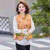 Novo Colete Floral Elegante Estilo Chinês com Gola Alta para Mães, Nova Moda Primavera Versátil Conjunto de Duas Peças: Colete Solto e Camada Base