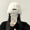 Gorro de lana para mujer, invierno, versátil, tejido, muestra cara pequeña, cálido, blanco, esponjoso, gorro para el frío, circunferencia de cabeza grande