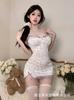 Nueva lencería sexy púrpura campanillas de viento vestido con tirantes de encaje floral de niña primer amor estilo dulce ajuste ceñido ropa para el hogar para mujer