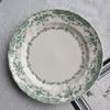 Cerámica Color Bajo Cubierta Espiral de Flores Verde Británico Vajilla Occidental Plato Platillos Juego Plato Sopa Plato Hogar Taza