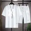Camiseta de Manga Corta Waffle Guapo 2024 para Hombre Verano Falso Dos Piezas Tendencia Marca Juventud Casual Deportiva Traje para Hombre