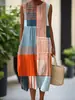 Estilo Nuevo de Primavera y Verano Europeo y Americano Sin Mangas Casual Estampado Elegante Vestido Largo Ajustado Fresco Vestido Casual E788