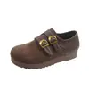 Camel 2026 Retro Nuevo Otoño Cobertura Completa Zapatos de Mujer Individuales Mocasines de Plataforma Gruesa Mary Janes Doble Hebilla