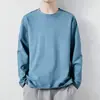Camiseta masculina de manga comprida, novo modelo primavera e outono 2026, top casual liso, gola redonda, respirável, shirt térmica de base