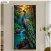 Pintura Decorativa Moderna de Lujo Ligero de Pavo Real Rica y Auspiciosa para Recibidor Directamente Frente a la Puerta Pintura de Pared Sencilla y Grandiosa de Fénix para Pasillo