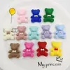 Urso de desenho animado urso de letras acessórios de resina acessórios de cabelo diy presilha de cabelo elástico de cabelo cola cremosa capa de celular material de patch