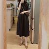 Design de Vestido Retrô Francês, Vestidinho Preto Básico, Cintura Plissada, Aparência Emagrecedora, Saia Midi Chique, Vestido Retrô Estilo Hong Kong